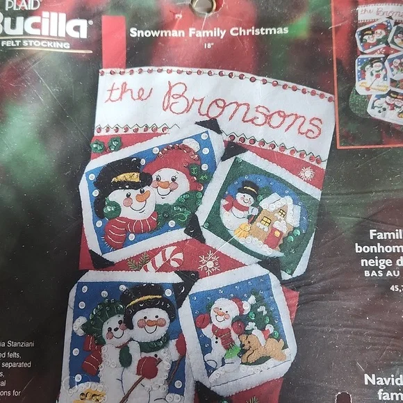 Bucilla Snowman Family Felt Stocking Kit - New Unopened - Picture 3 of 3